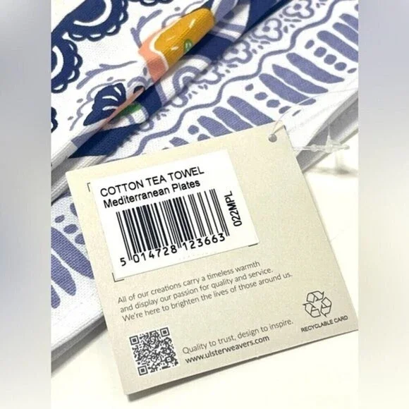 Ulster’s Weavers Cotton Tea Towel Mediterranean Plates Design​ New With Tags - Picture 5 of 5